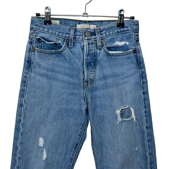 Levi's Wedgie Straight Authentically Yours Light Blue Wash Jeans Women's Size 24 - Picture 3 of 15